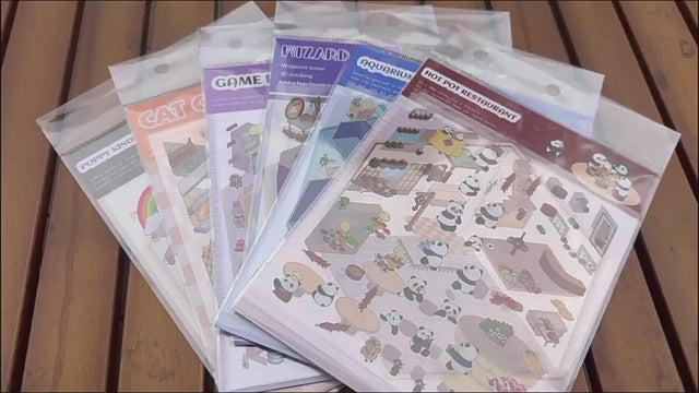 ミニチュア風景ステッカー PET透明ステッカー